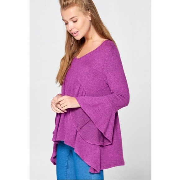 "The Michelle" Magenta Babydoll Brushed Hachi Top - Picture 2 of 5